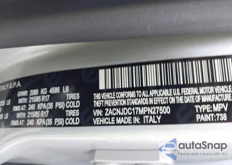 2021 Jeep Renegade Trailhawk 4X4 from USA, damaged, VIN ZACNJDC17MPN27500